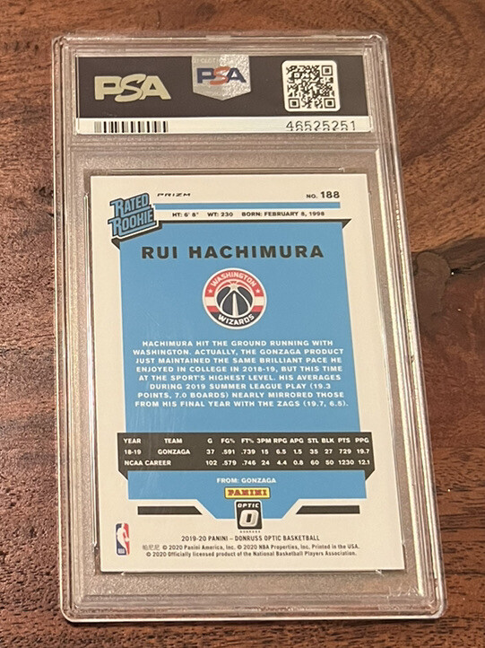 RUI HACHIMURA Optic ROOKIE “SILVER” REFRACTOR SP Parallel Variation RC PSA 9