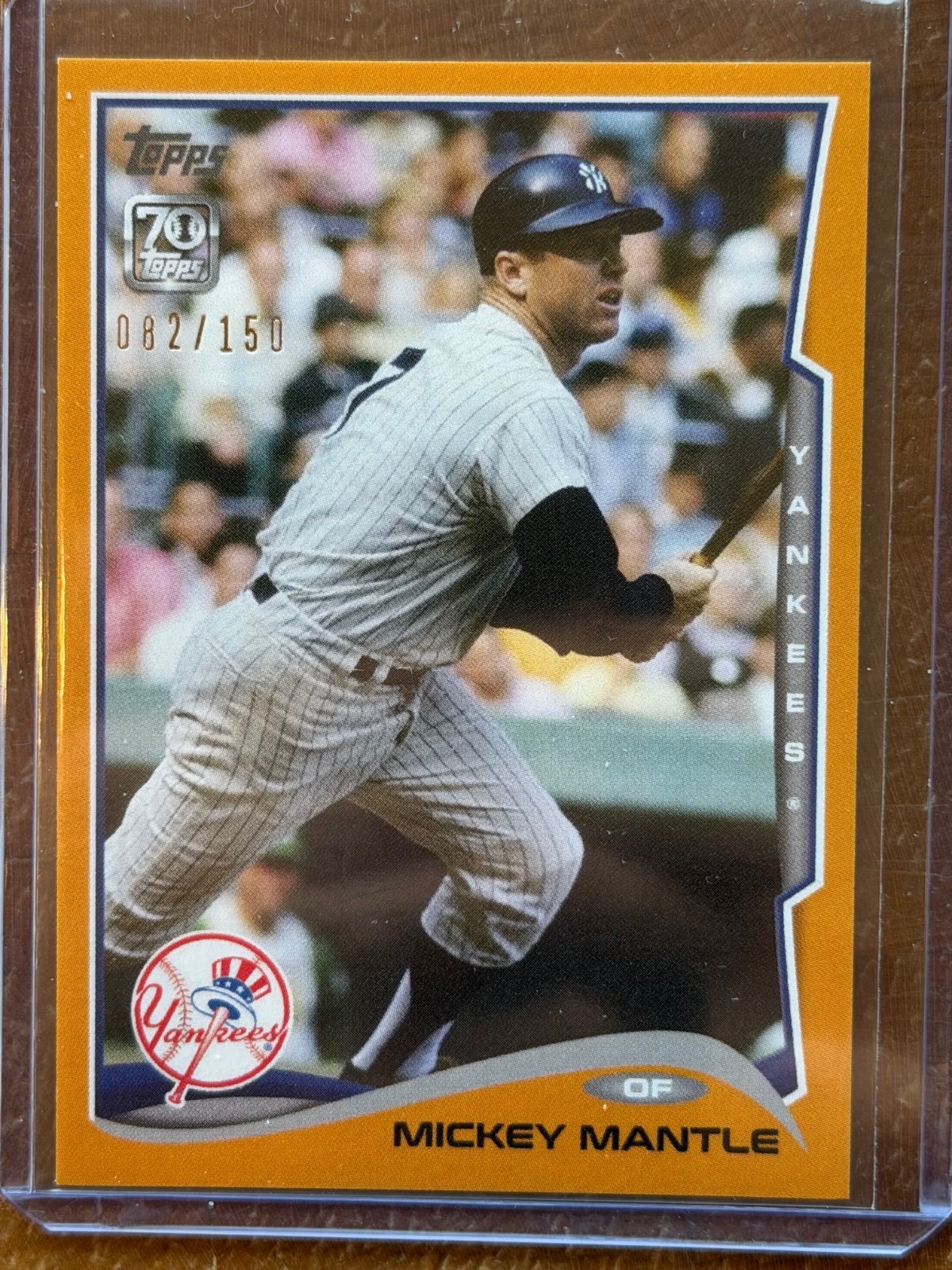 2021 TOPPS X BASEBALL 70th MICKEY MANTLE COLLECTION ORANGE SP #/150 MM43