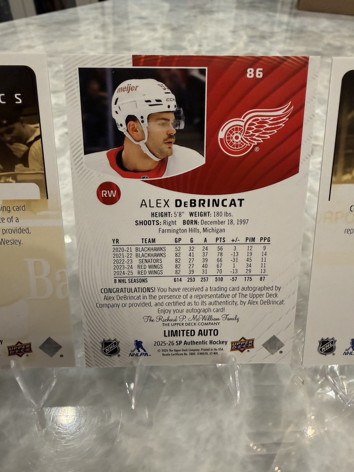 2025/26 Upper Deck SP ALEX DEBRINCAT Gold Auto + BO HORVAT Auto + (3 Card LOT)