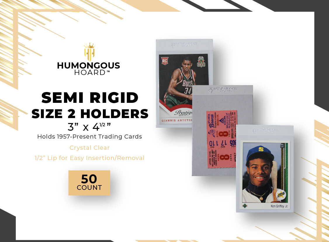 (200) Humongous Hoard Semi Rigid Size 2 Standard Size Cards 3 x 4 1/2″
