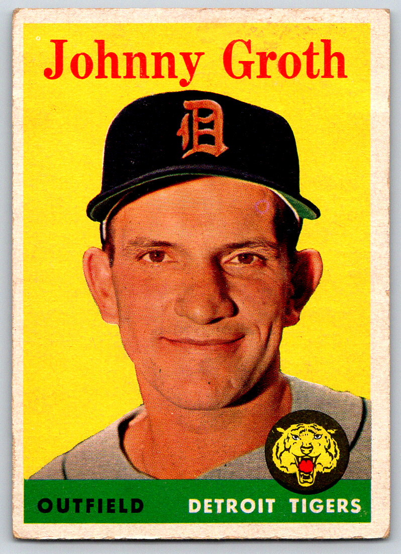 1958 Topps JOHNNY GROTH #262 Detroit TIGERS UER gum residue Fast FREE Ship!
