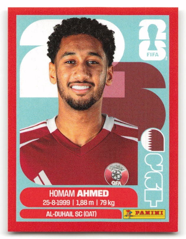 2026 Panini FIFA World Cup Red Sticker Homam Ahmed #QAT5 Qatar