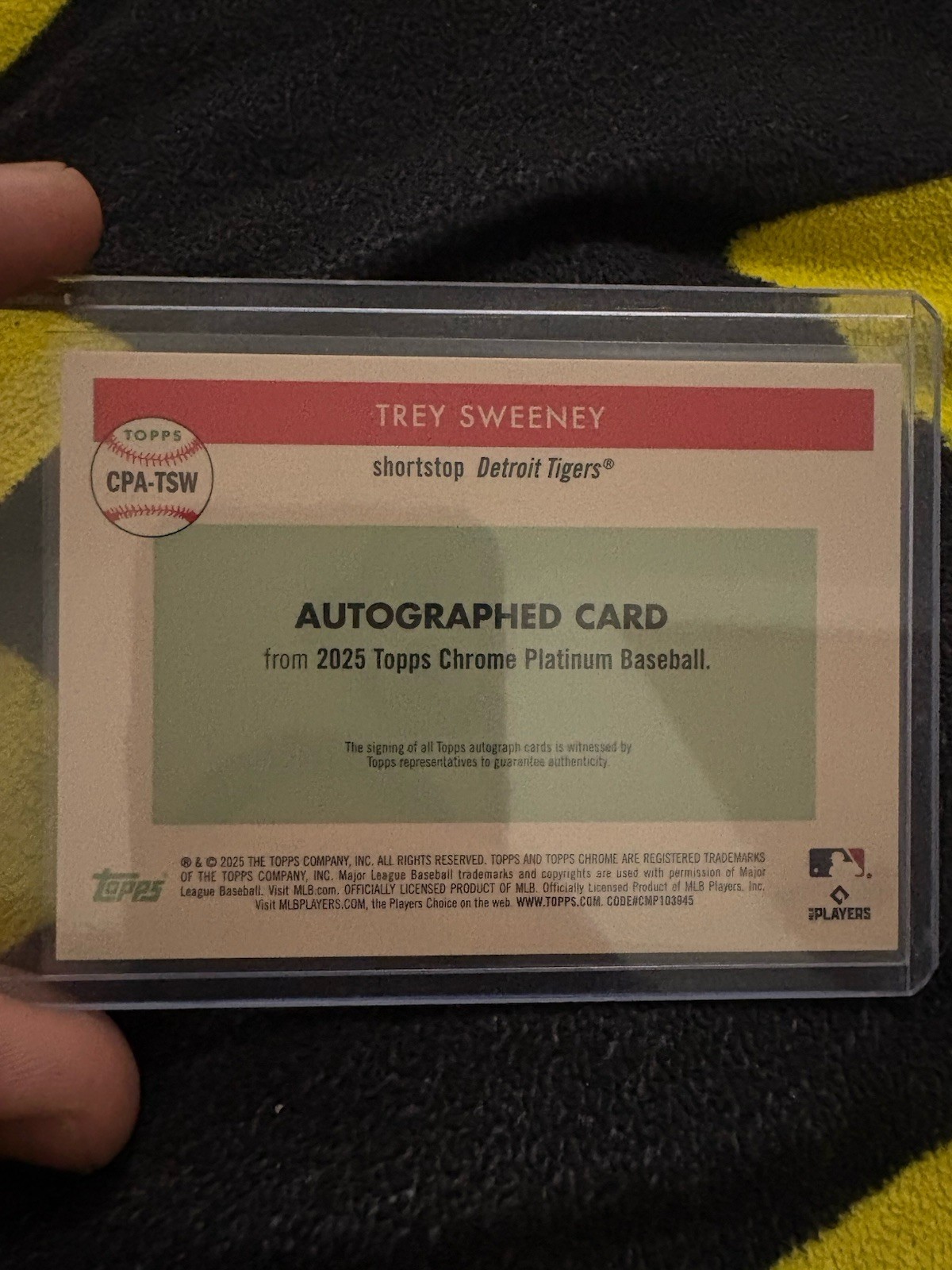 2025 Topps Chrome Platinum Trey Sweeney Green Diamond Auto /75