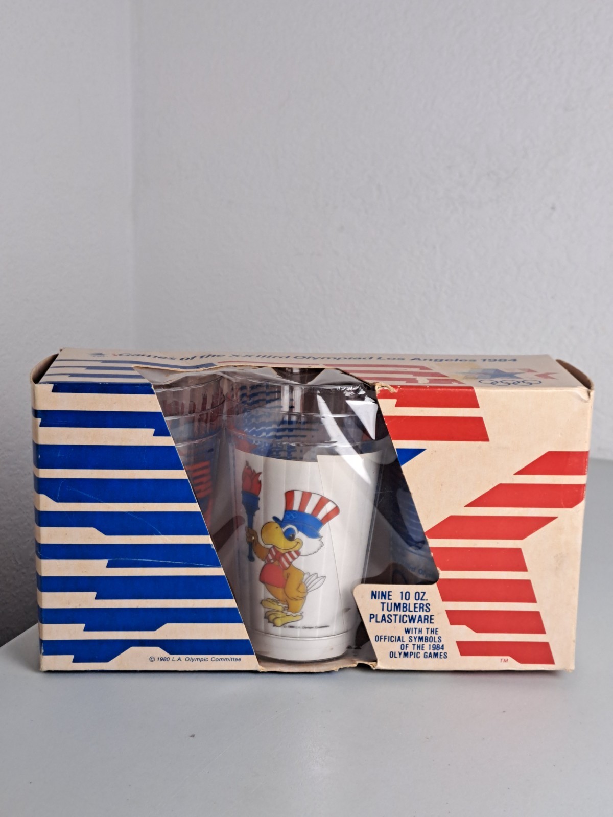 VTG. Anchor Hocking 1984 Los Angeles Olympic Games Set of 9 Plastic 10 oz. Cups