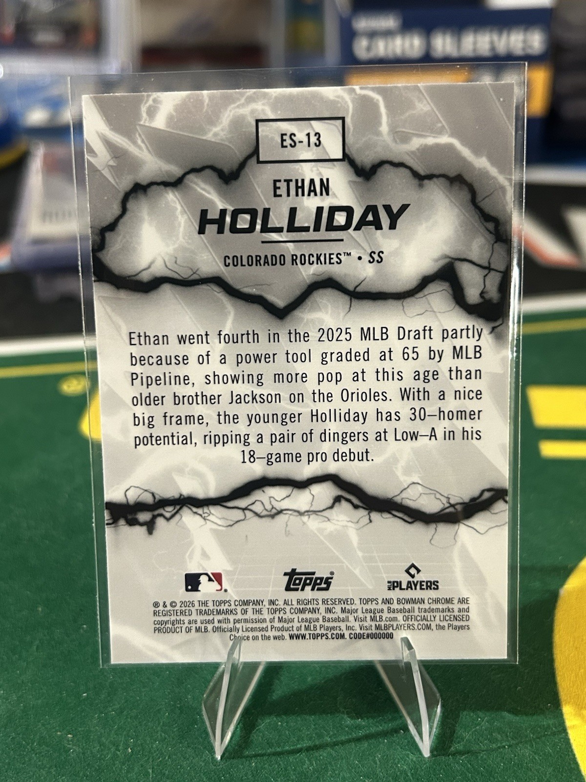 Ethan Holliday 2026 Bowman Chrome Electric Sluggers Colorado Rockies #ES-13