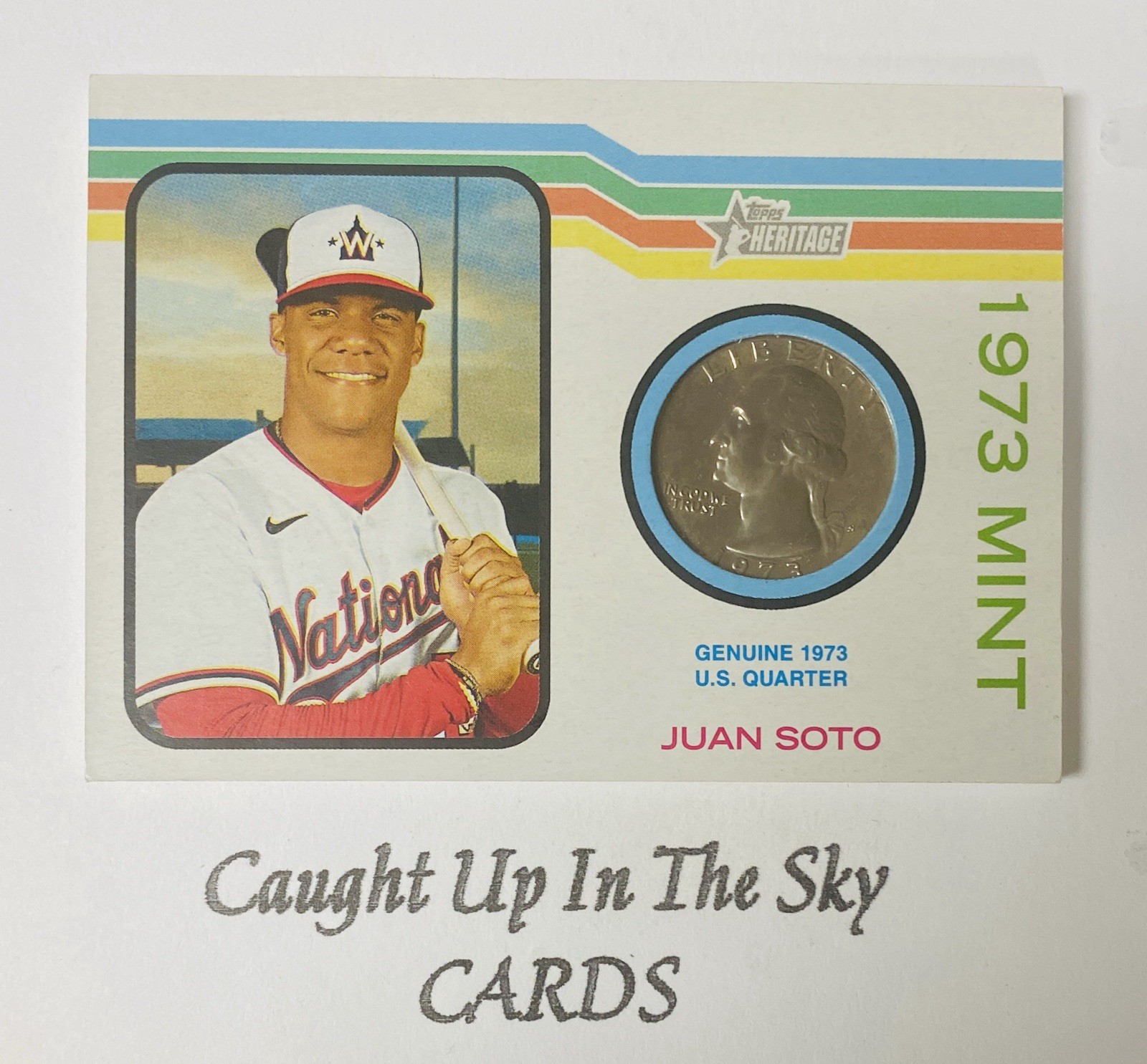 2022 Topps Heritage Juan Soto 1973 Mint Quarter Relic #2/5 Nationals SSP