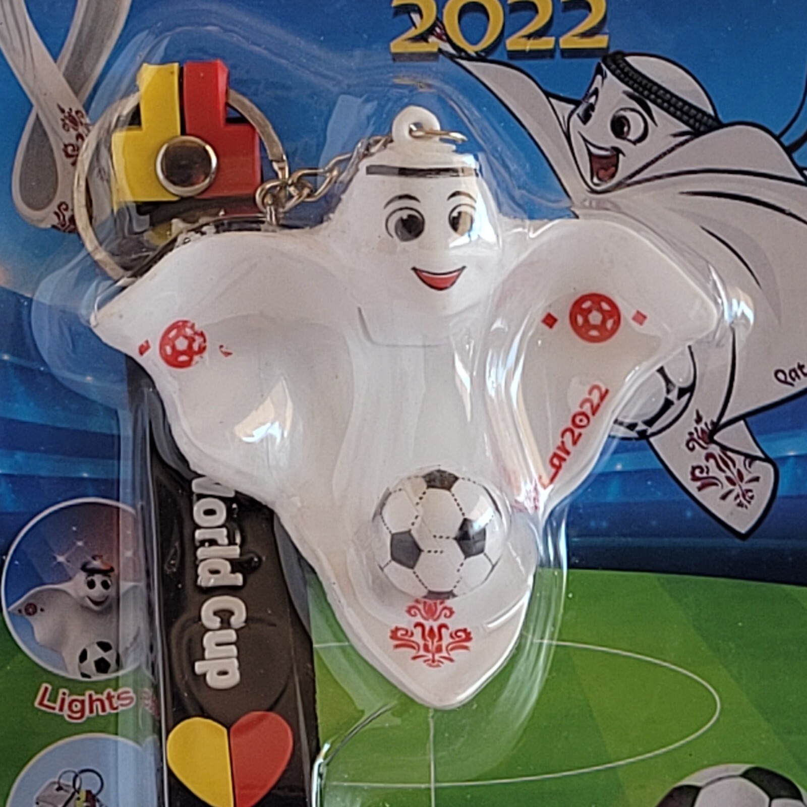 Qatar 2022 World Cup La’eeb Mascot Football Soccer Souvenir Key buckle and Light