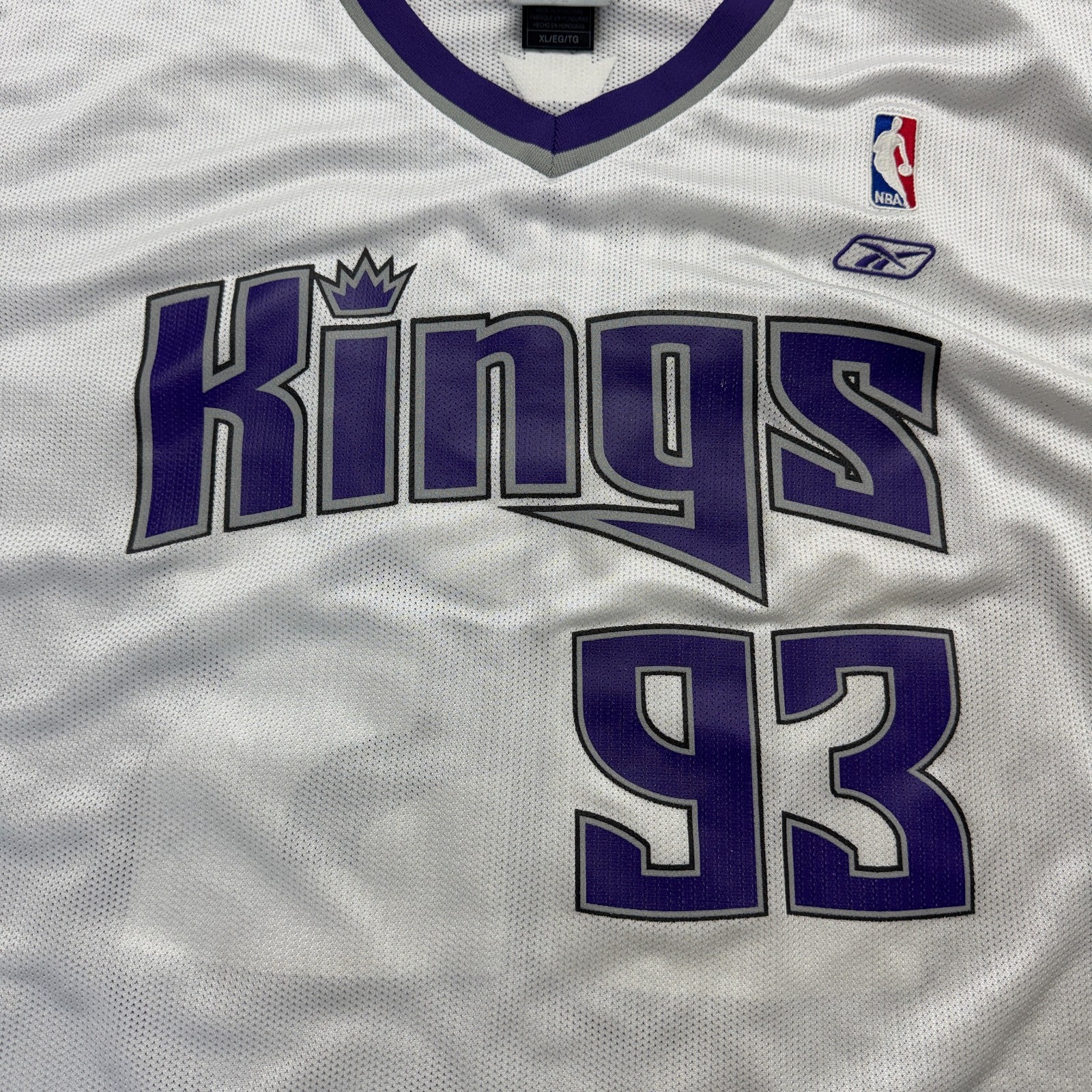 Sacramento Kings Jersey Size XL Reebok Ron Artest #93 Metta NBA Basketball White