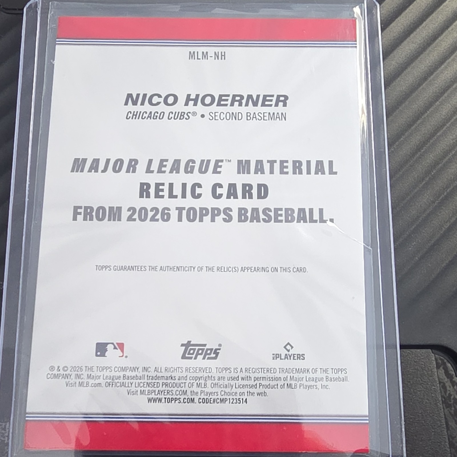 Topps 2026 Series 1 Nico Hoerner Major League Material Relic #MLM-NH Cubs