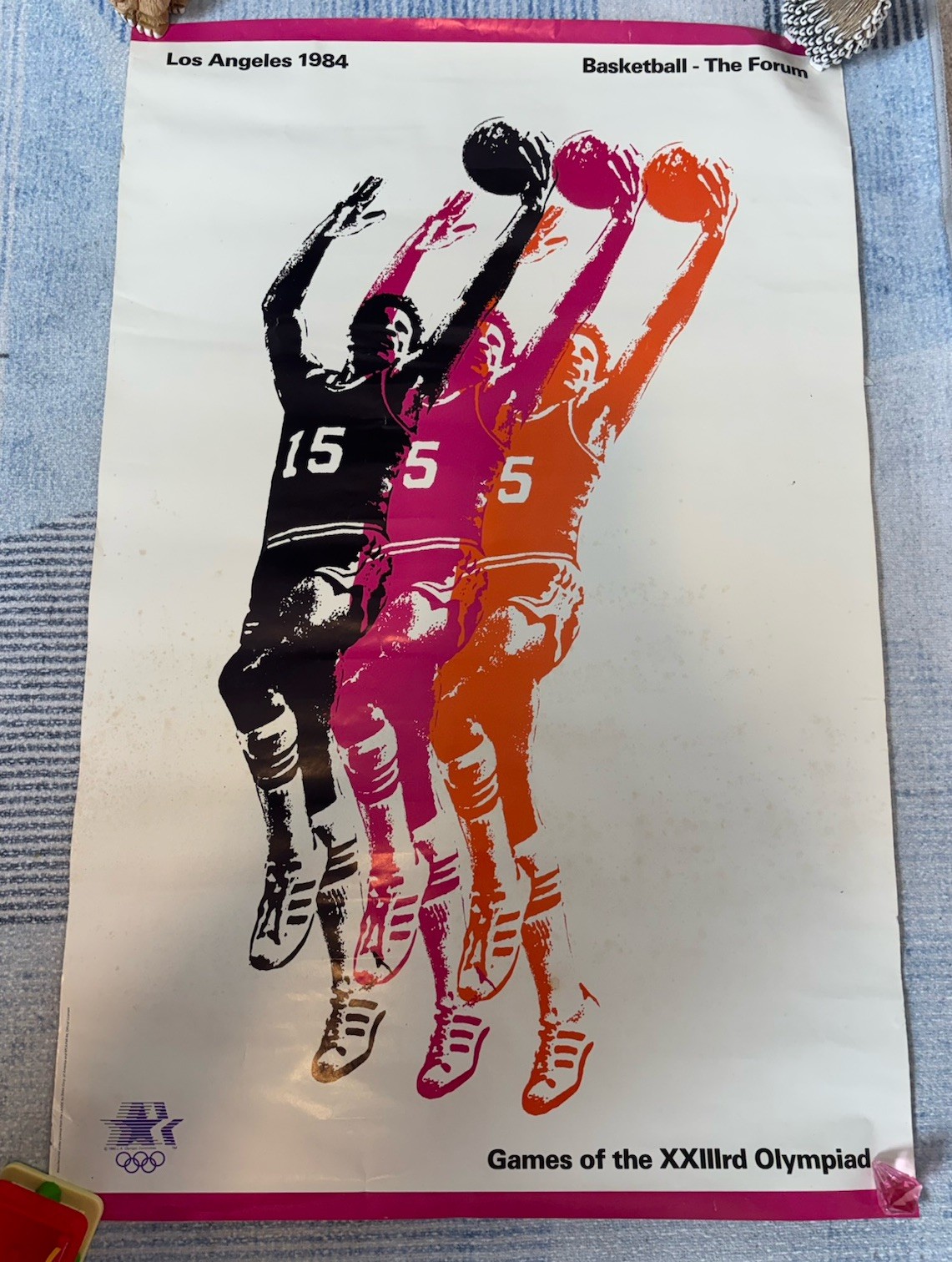 Original 1984 Olympic Games Los Angeles Basketball Poster Vintage L.A.