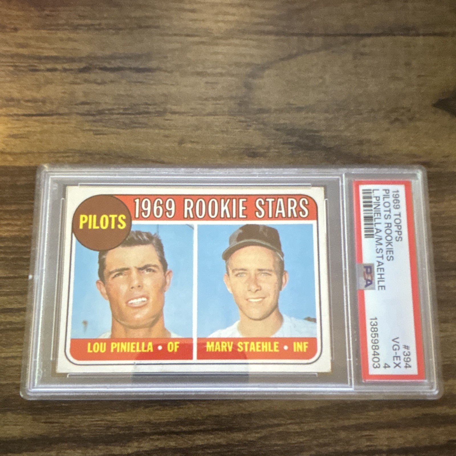 Topps 1969 Rookie Stars #394 Lou Piniella Marv Staehle Seattle Pilots PSA