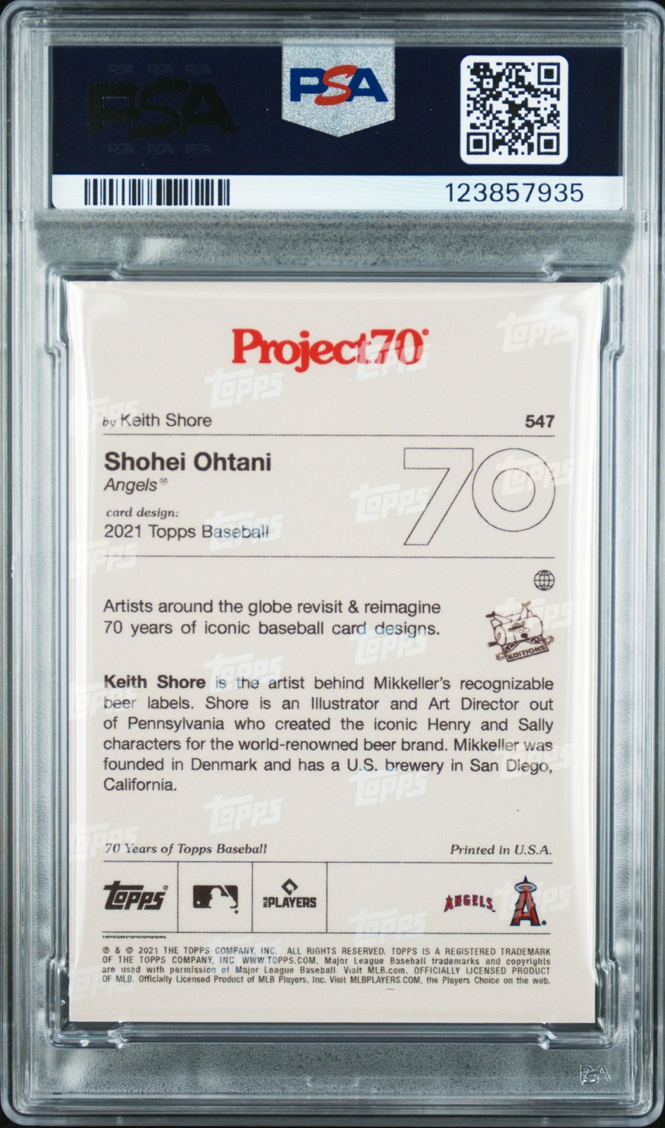 2021 TOPPS PROJECT70 #547 SHOHEI OHTANI PSA 9