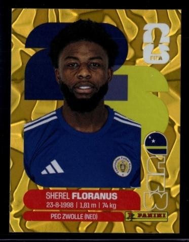 2026 Panini World Cup Sticker Collection Sherel Floranus Curacao Gold Crumple