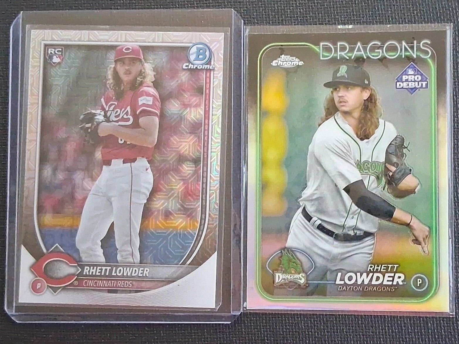 Topps 2024 Rhett Lowder Reds/Dragons Rookie Card Lot (2) #6 and PDC-92