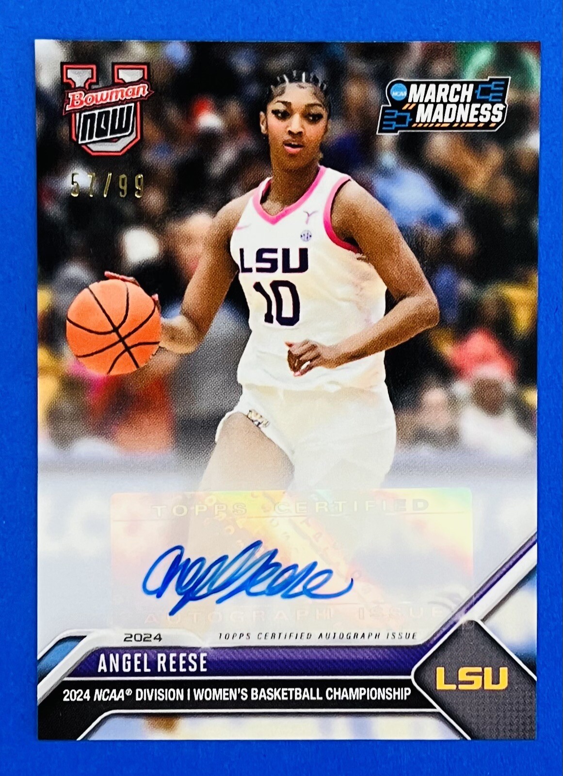 QTY AVL #/99! Angel Reese Auto Bowman U Now Prospect Autograph March Madness