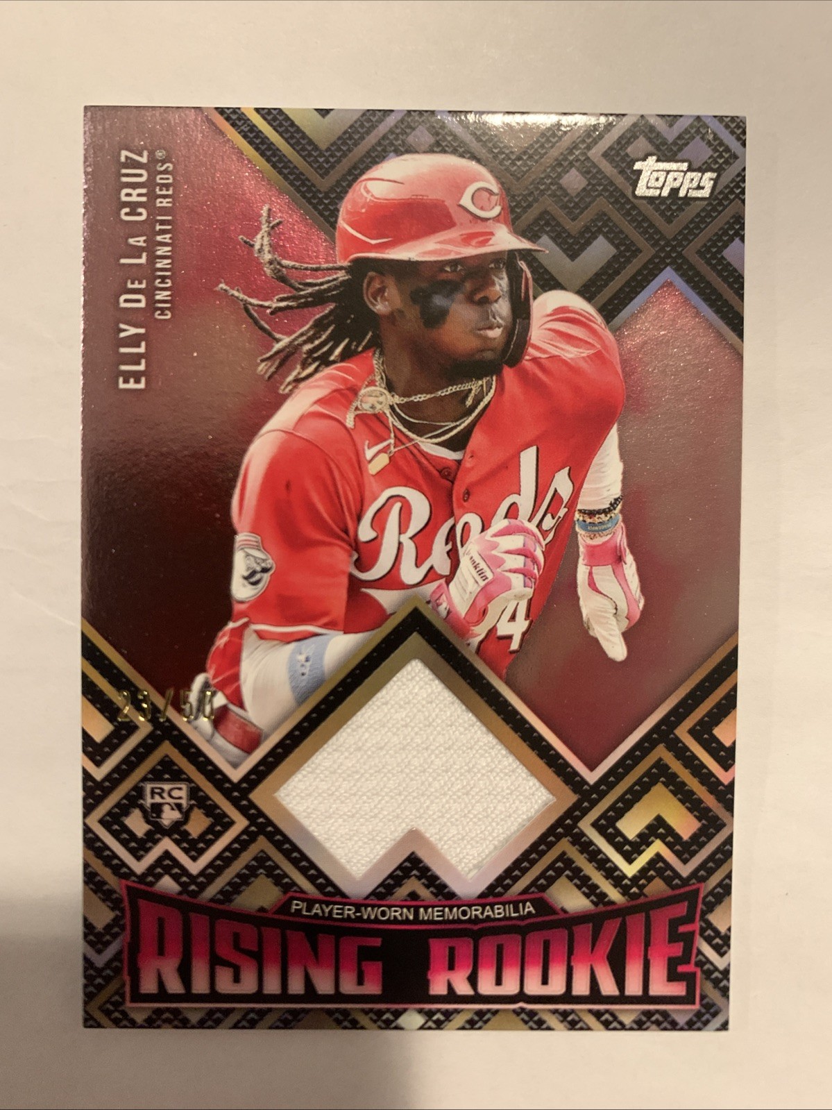 2024 Topps Update Elly De La Cruz Rising Rookie Relic Red /50 #RRR-ED
