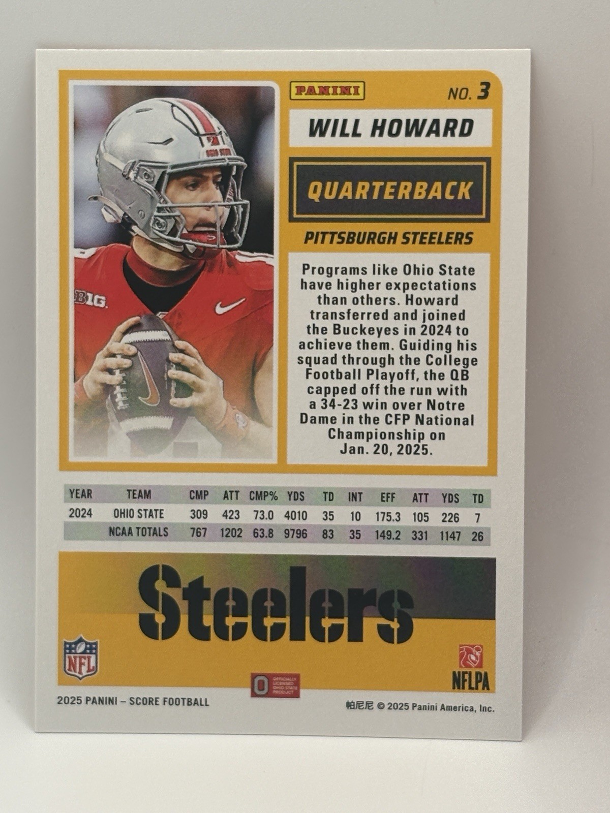 2025 Score-A-Treat Will Howard #3 Rookie