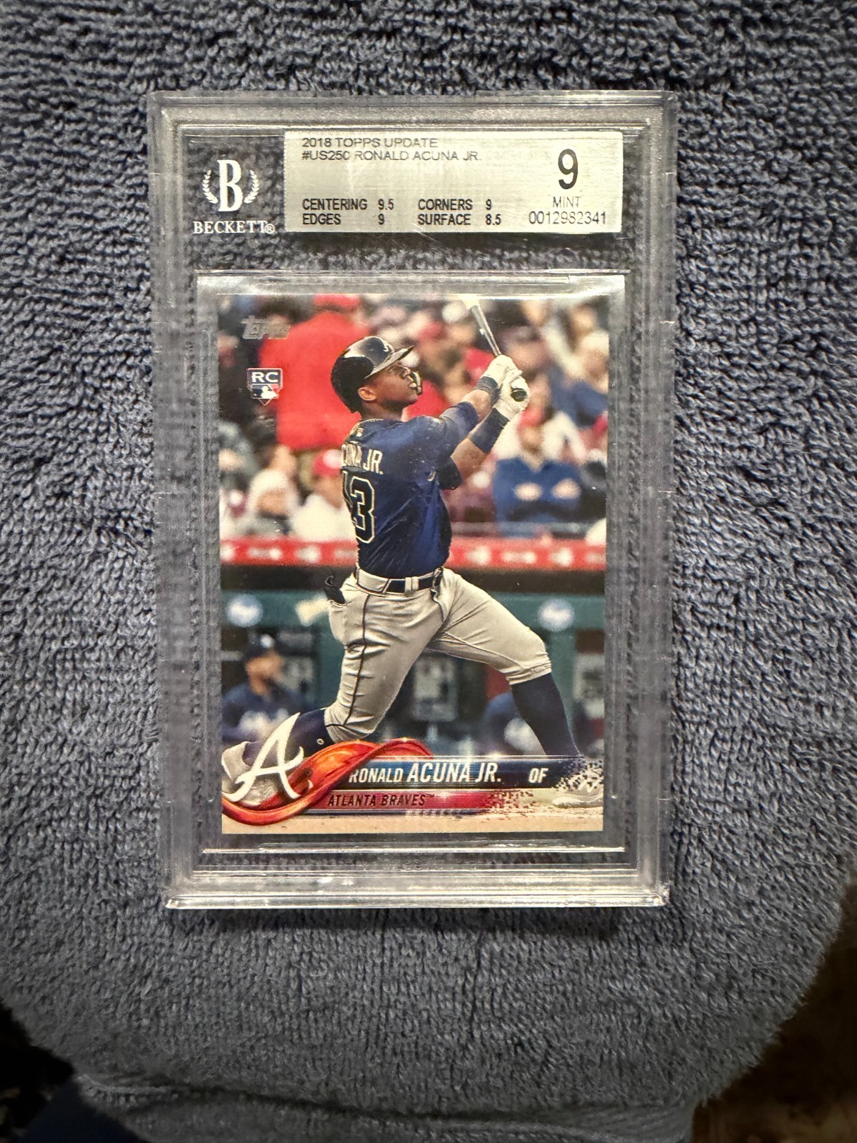 2018 Topps Update Ronald Acuna Jr At-Bat In Blue Jersey #US250 BGS 9
