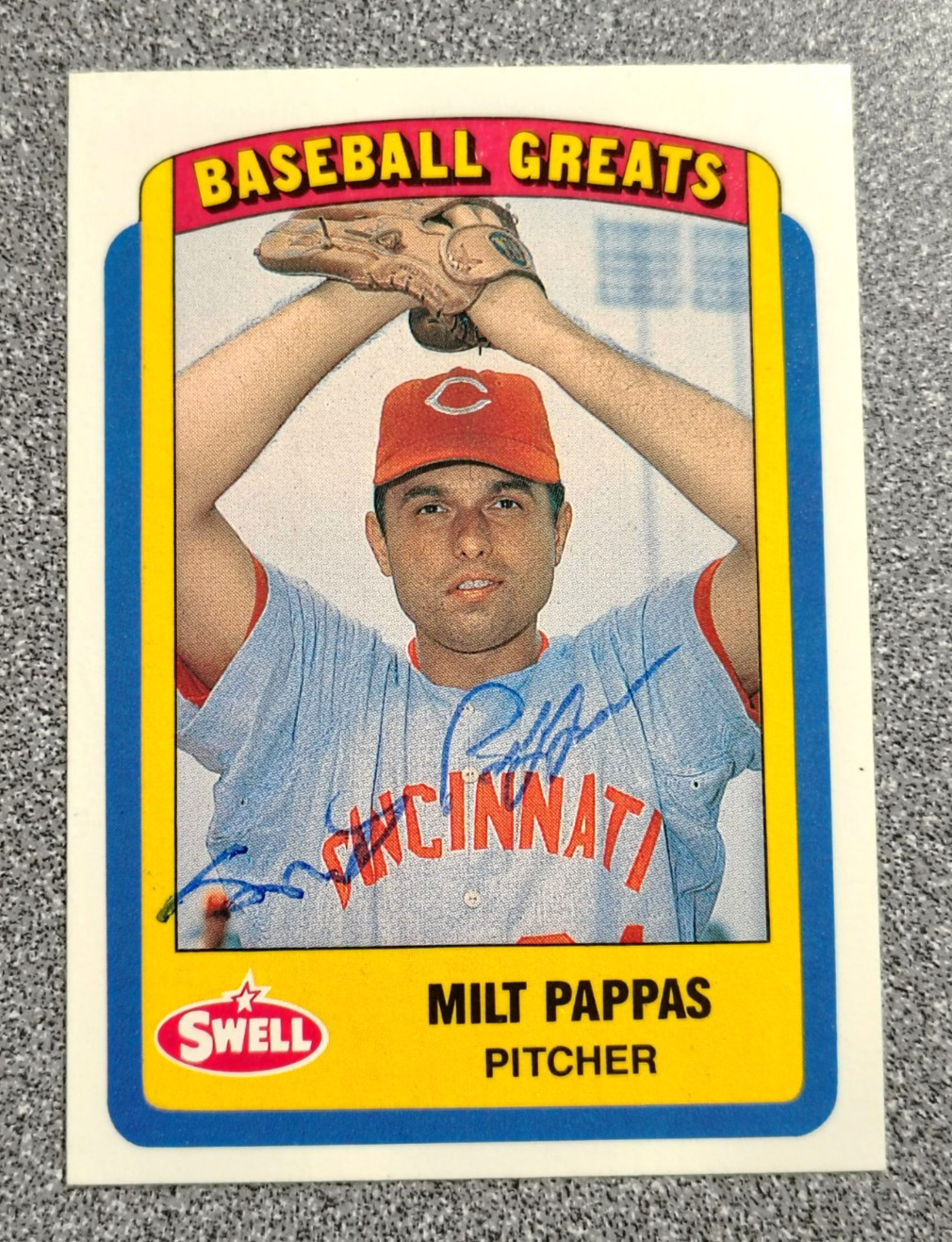 1990 SWELL BASEBALL GREATS MILT PAPPAS SIGNED AUTOGRAPHED CARD – FREE SHIPPING