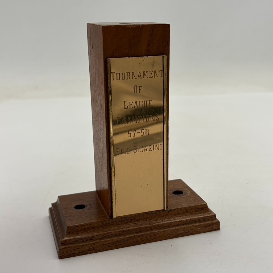 Vintage Mid-20th Century Wood Trophy Base Geometric MCM Decor Walnut Wood 5.75″