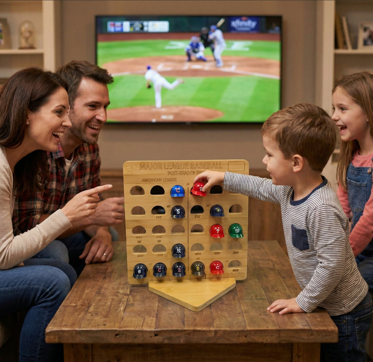 MLB Mini Helmet Display Board — All 30 Teams | Bamboo | Rawlings Helmets Include