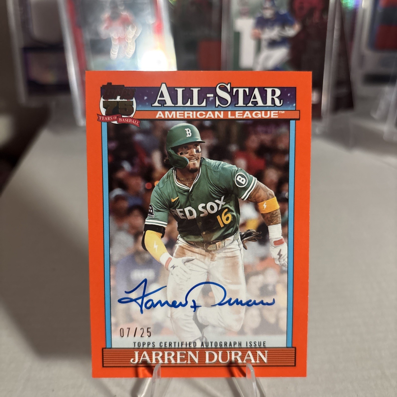 2025 Topps Series 2- 1991 Topps Autographs Jarren Duran #90B2-JD Orange /25 (AU)