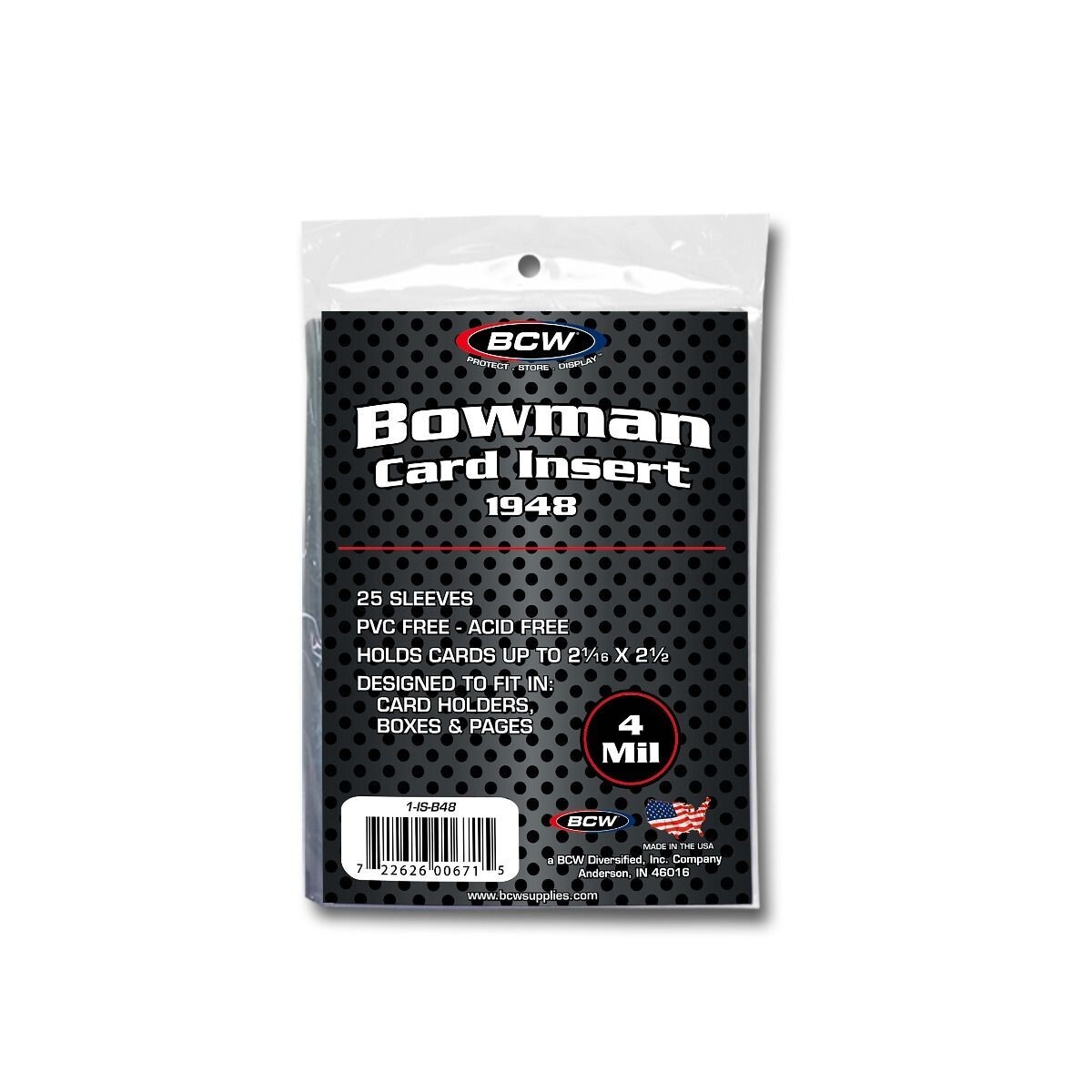 BCW Insert Sleeves For 48 Bowman Cards 1 Pack 25 Acid Free Mini Card Holder