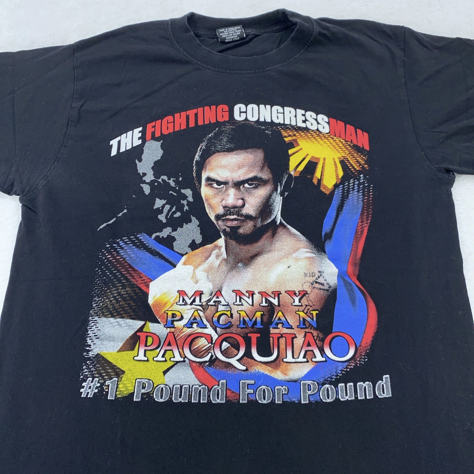 2010 Manny Pacman Pacquiao vs Antonio Margarito Boxing T-Shirt Medium Texas