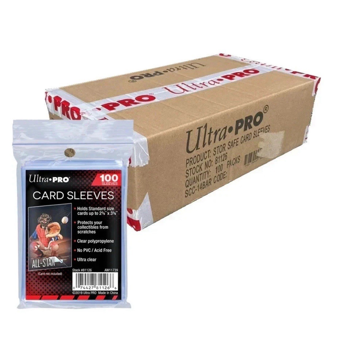 Sealed Case 100 Packs – Ultra PRO 2.5″ x 3.5″ Soft Trading Card Penny Sleeves