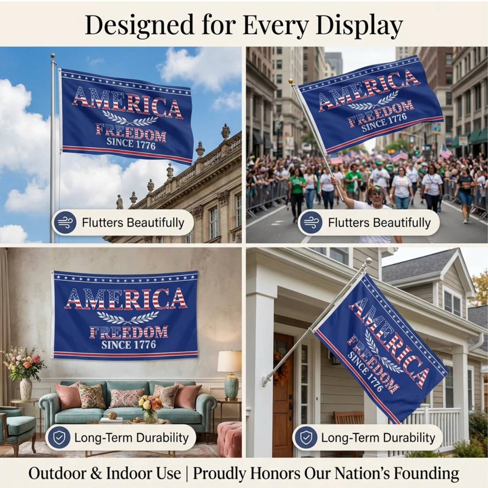 250 Anniversary USA Flag, 250 Year American 36 inches by 60 inches, blue、red