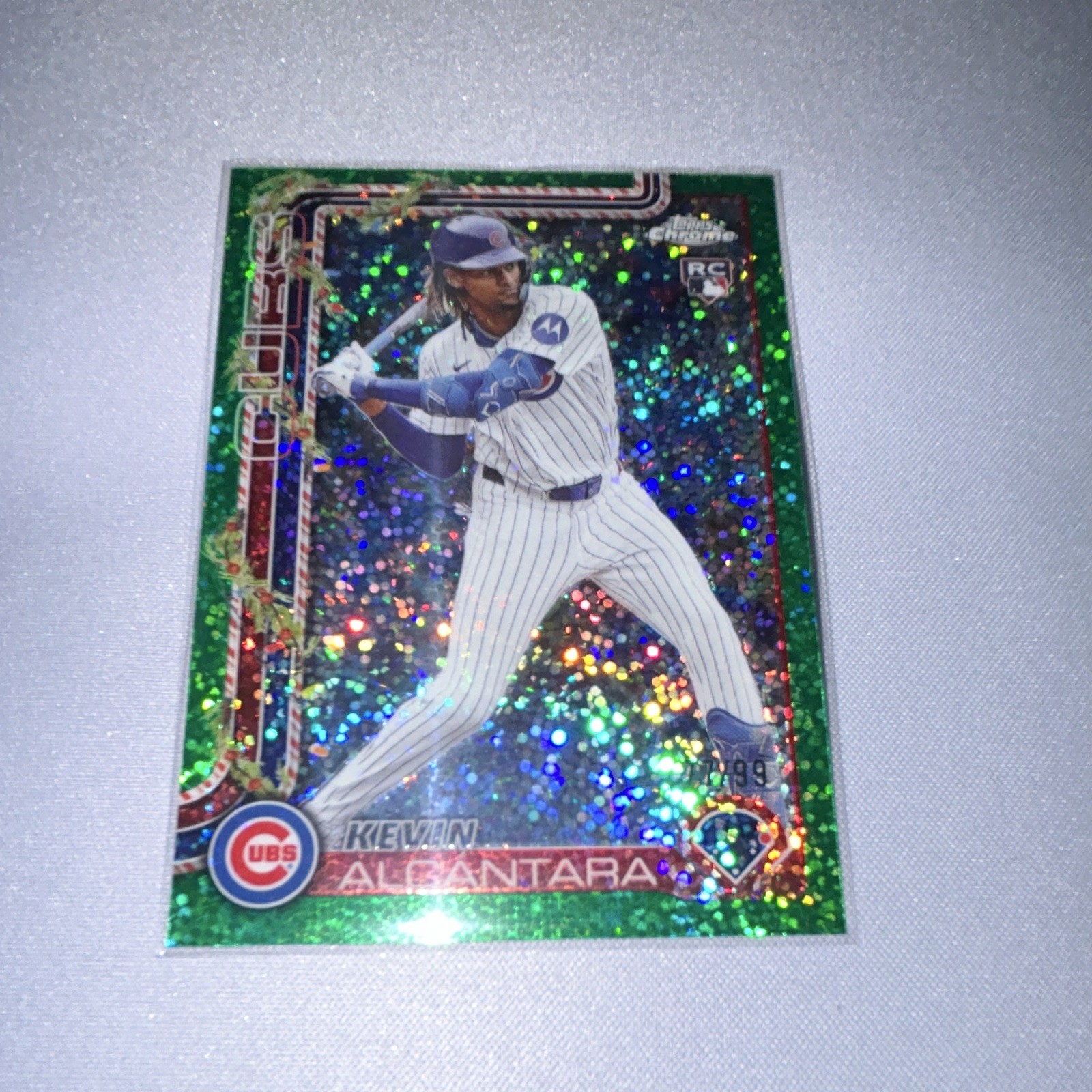 Topps 2024 Chrome Kevin Alcantara Green Speckle Refractor RC /99 HC109 Cubs
