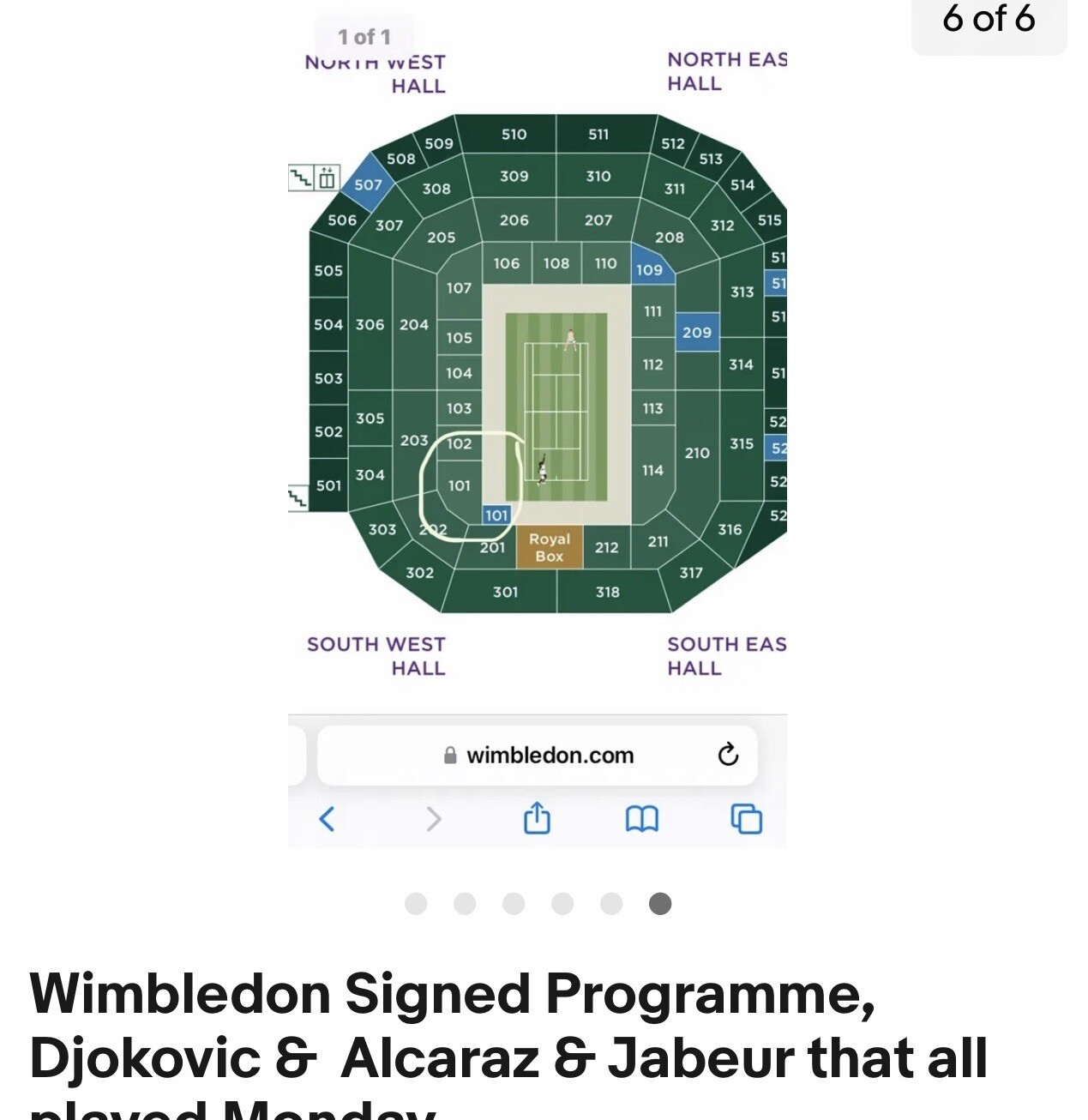 🔥Novak Djokovic & Carlos Alcaraz Dual Wimbledon Signatures Auto Authenticated😎