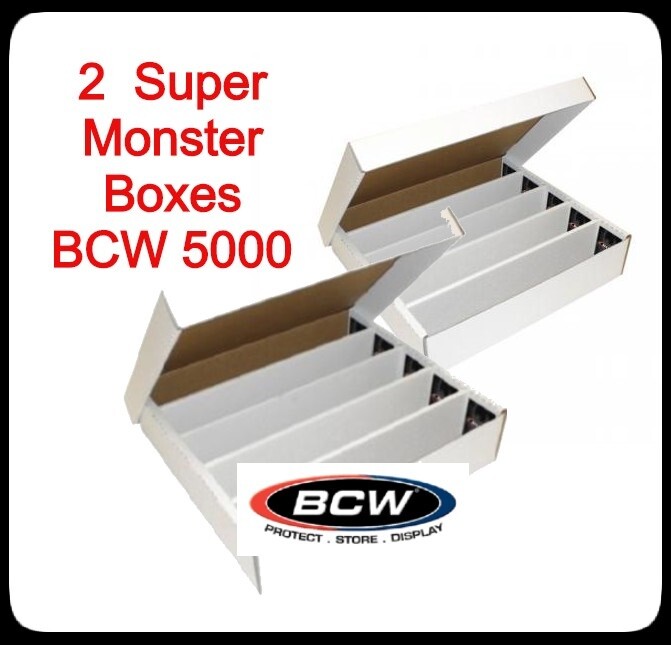 2 BCW Quality 5000 Count Super Monster Cardboard Trading Card Slab Storage Boxes