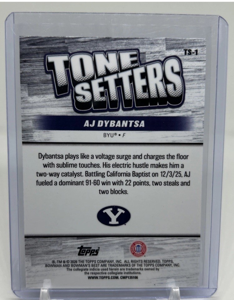 AJ Dybantsa 2025-26 Bowman Best U Basketball Tone Setters Yellow Laser #16/75