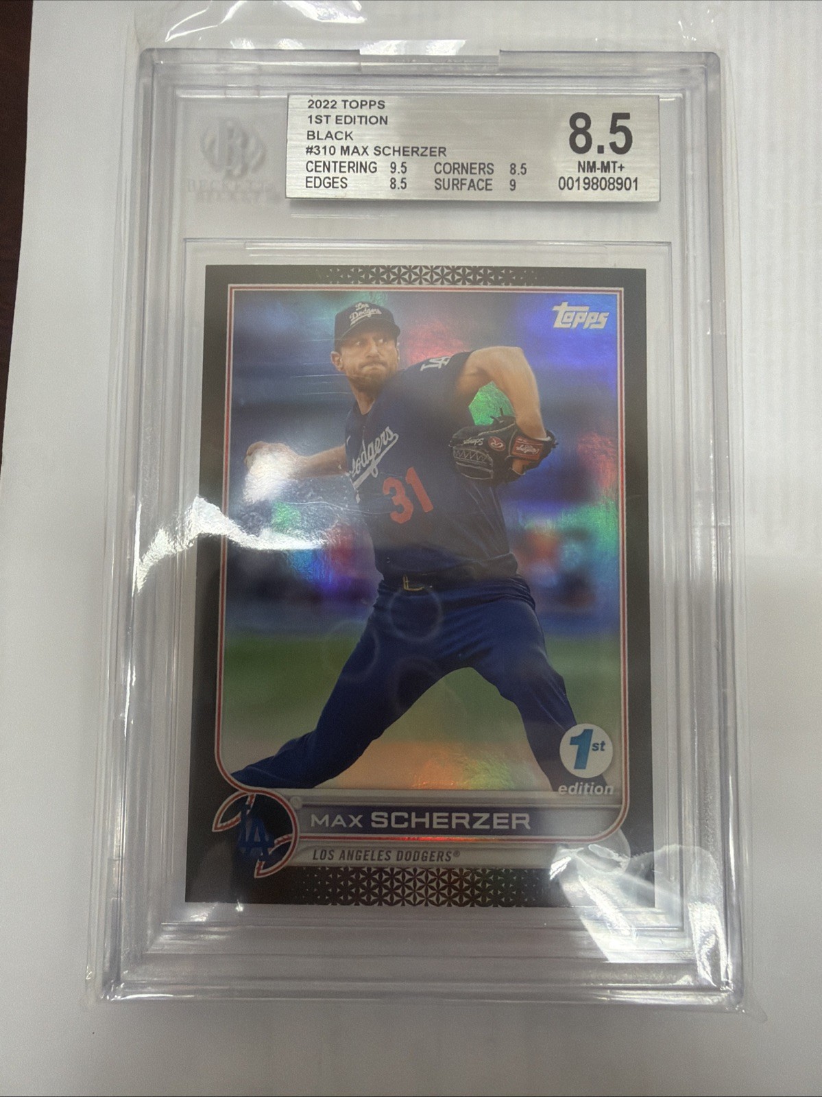 2022 Topps Series 1 1st Edition Max Scherzer #310 Black /25 BGS 8.5
