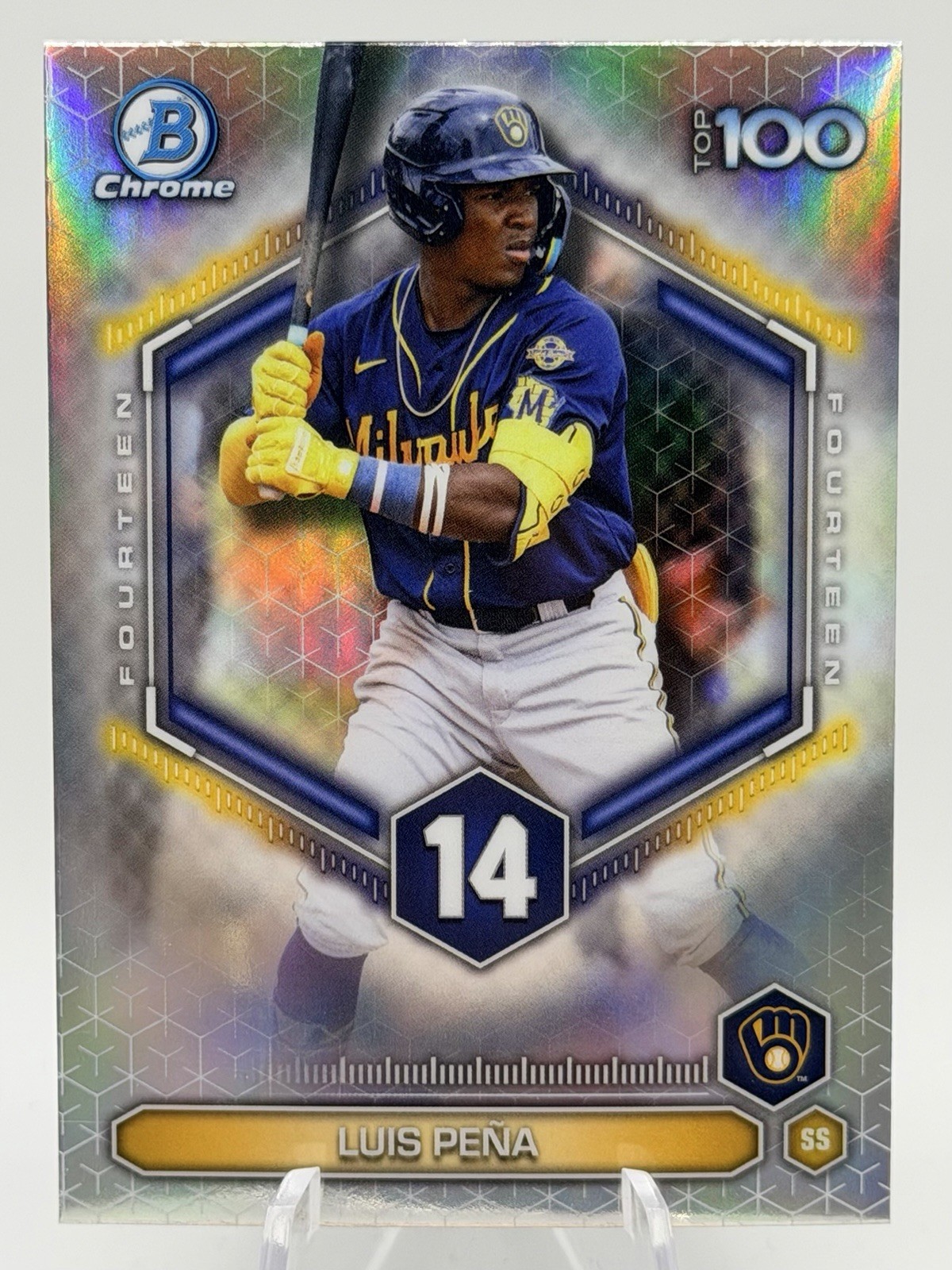 2026 Bowman LUIS PENA Top 100 Insert #BTP-14 Bowman Prospect #14 Brewers