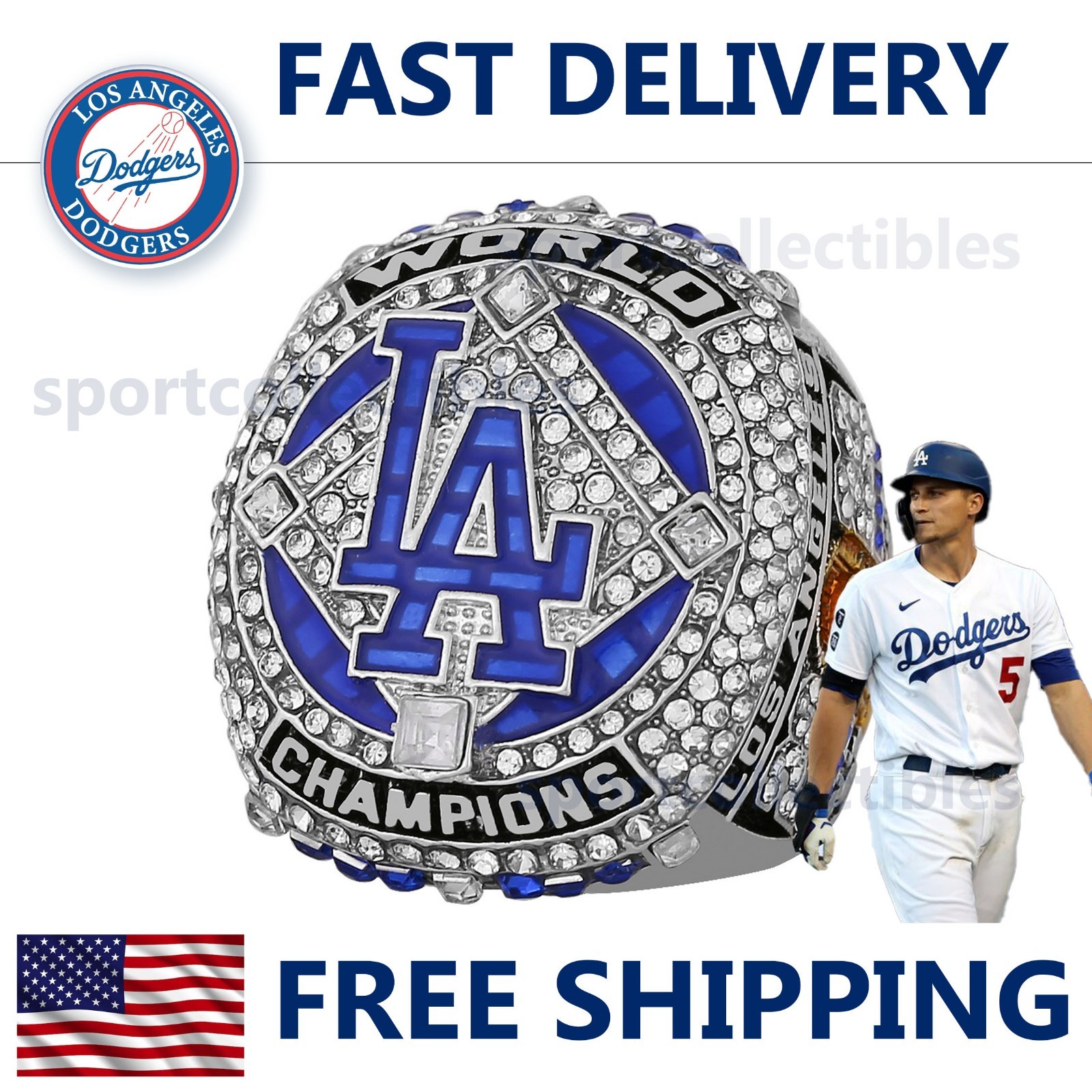 2020 LA Dodgers World Series Ring – SEAGER #5 – Fan Gift – MLB Replica Ring
