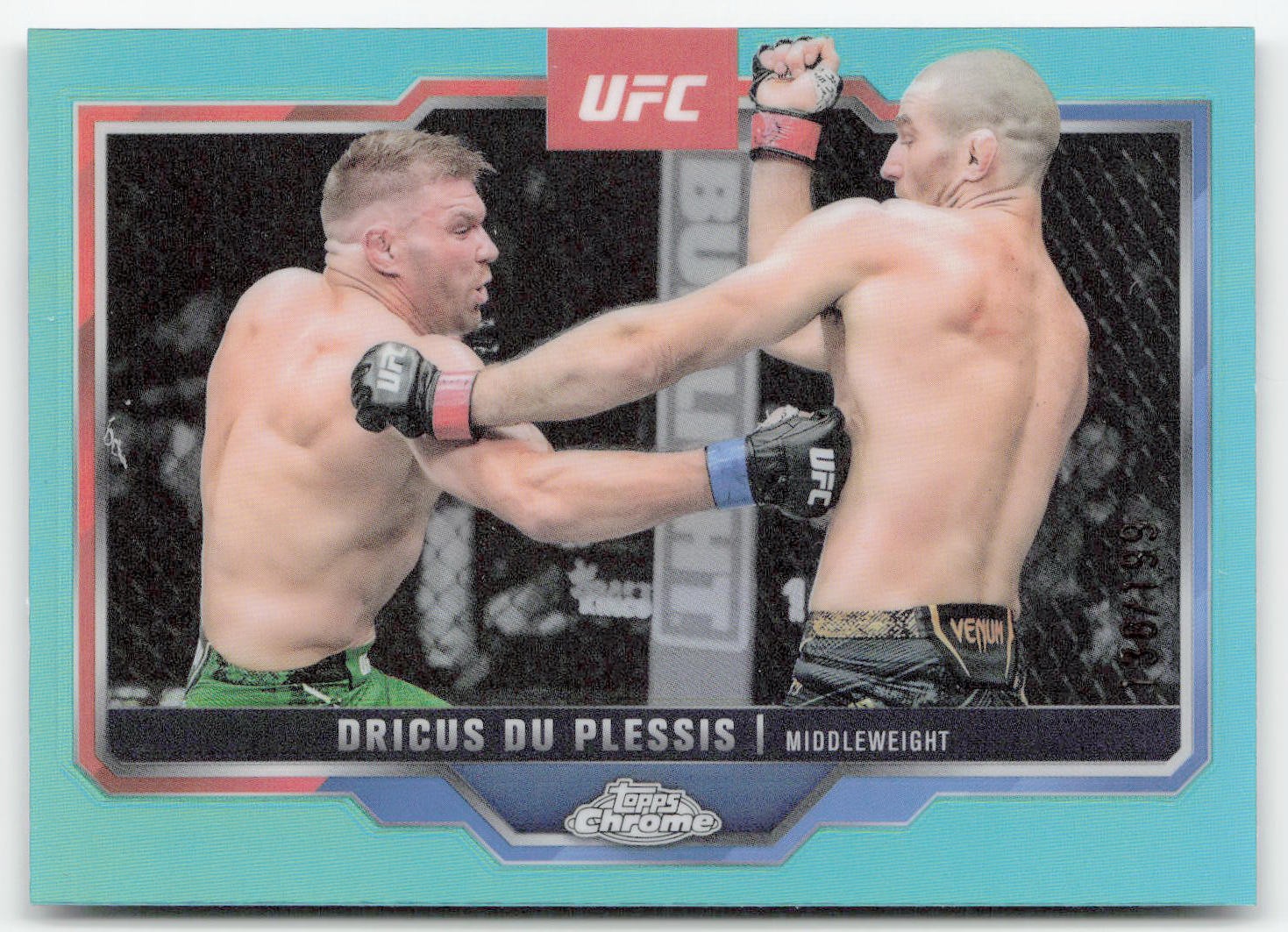 2025 Topps Chrome UFC #137 Dricus Du Plessis Aqua Refractor #/199