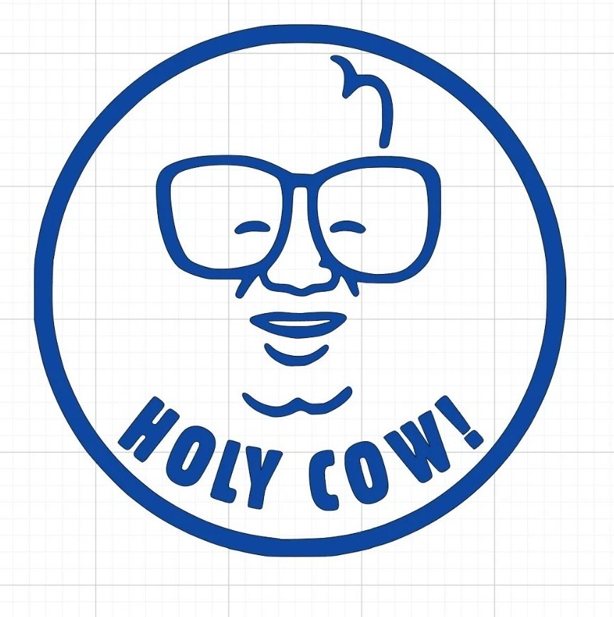 Harry Caray – Chicago Cubs Holy Cow! Round Diecut Vinyl Sticker – 4×4 Inches