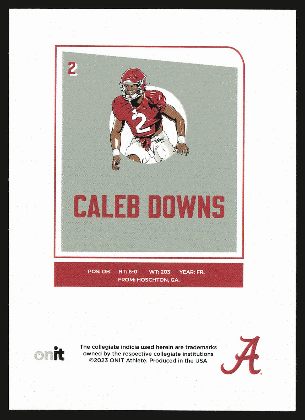 2023 ONIT Athlete Alabama Crimson Tide #2 Caleb Downs Icon