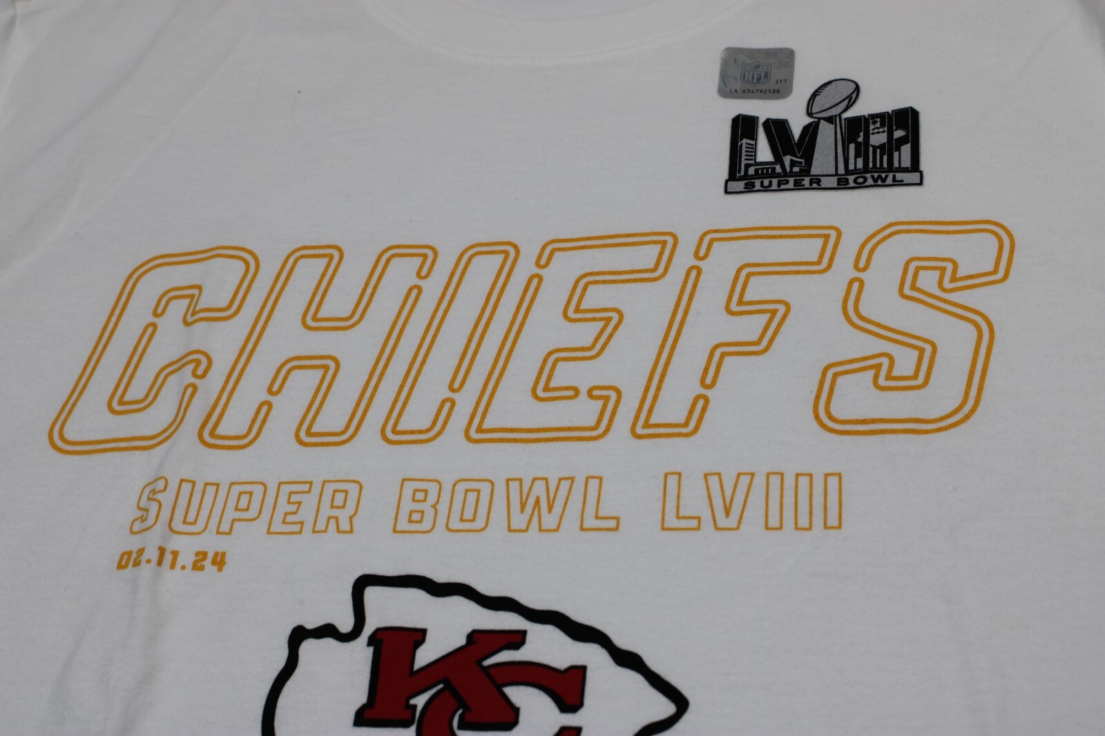Nike Super Bowl 58 T-Shirt Men’s 2XL White Kansas City Chiefs The Nike Tee