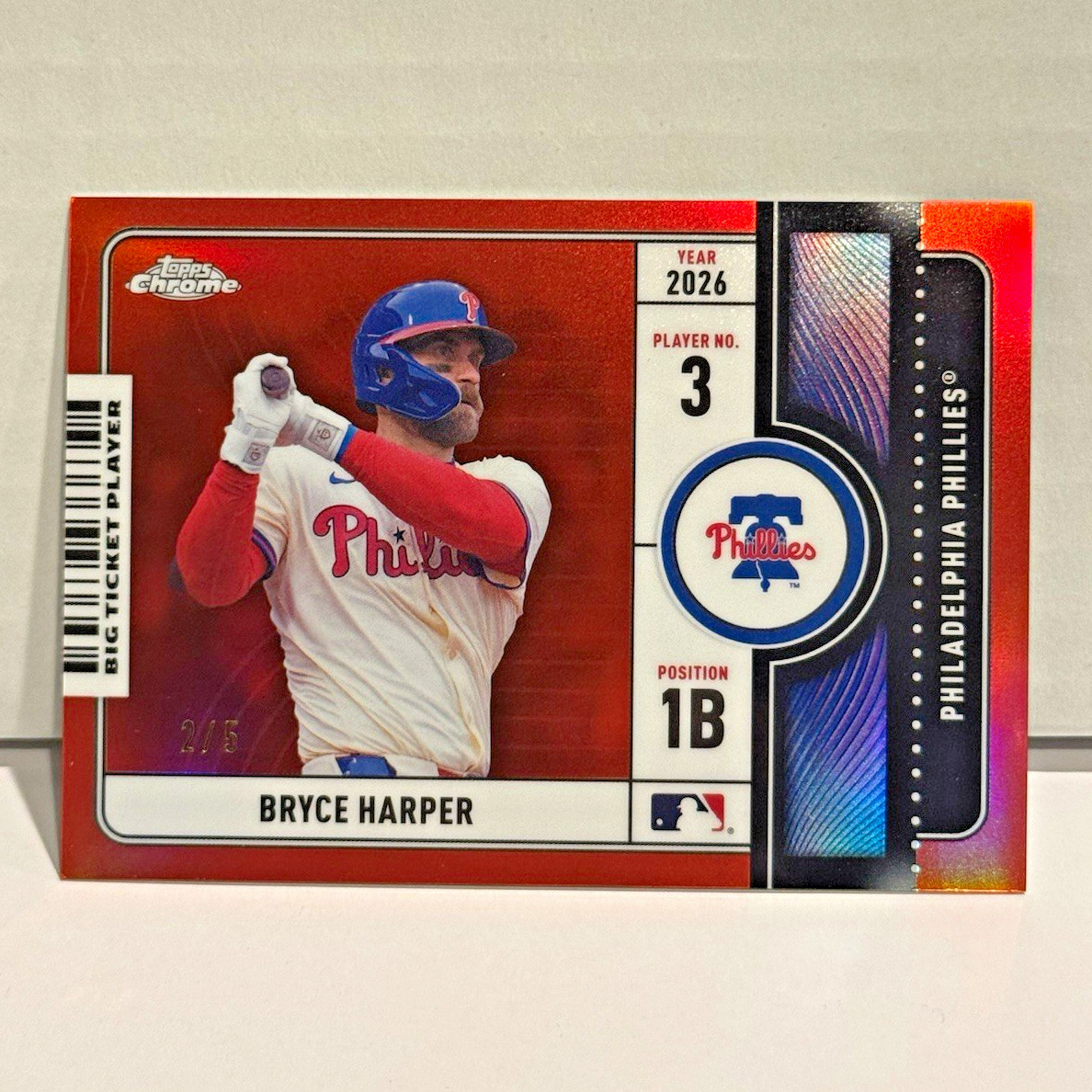 2026 Topps Chrome Bryce Harper Big Ticket Player BTP-19 Phillies Red 2/5 Insert