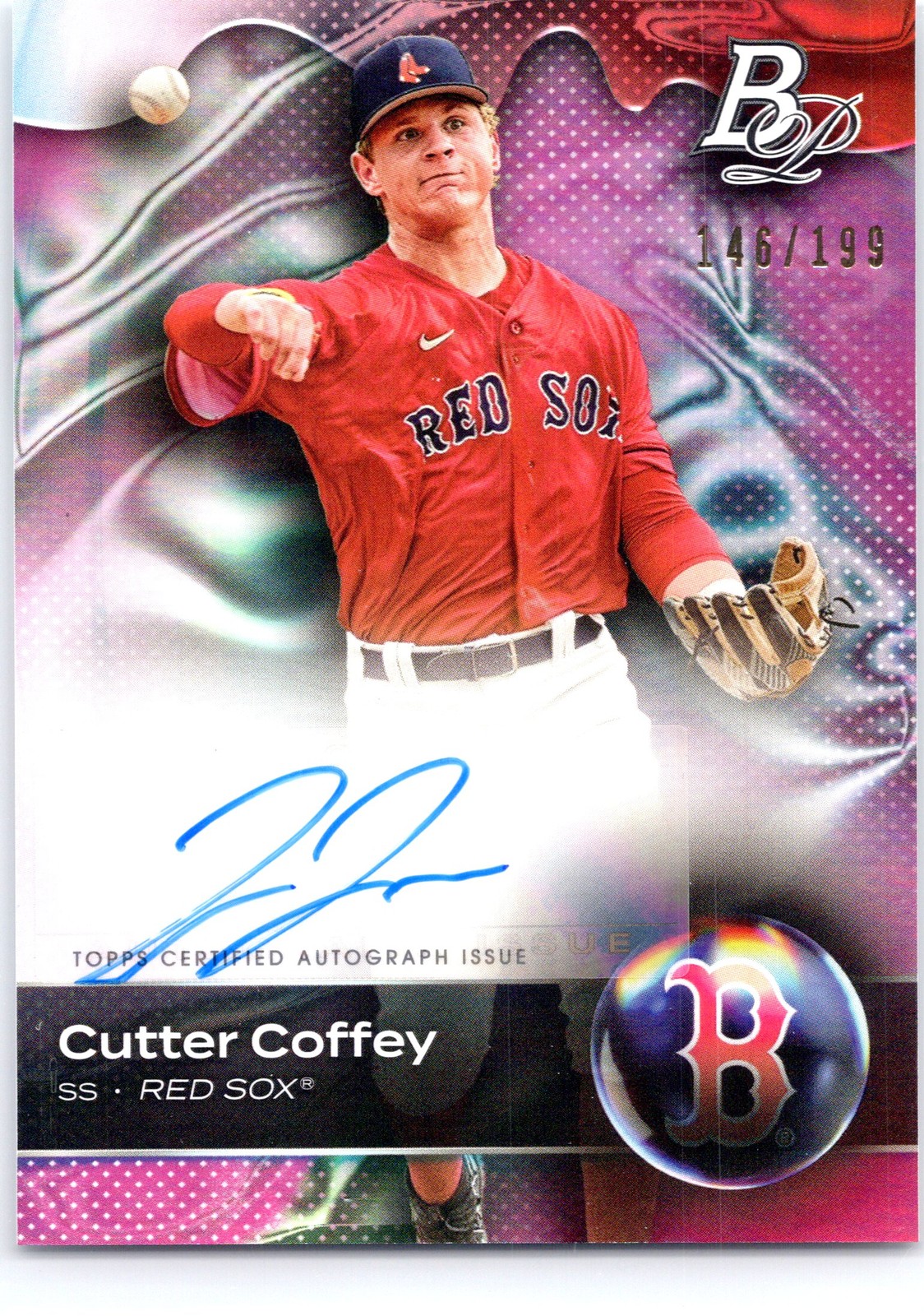 2023 Bowman Platinum #TOP-76 Cutter Coffey Top Prospect Autographs Orange #/25