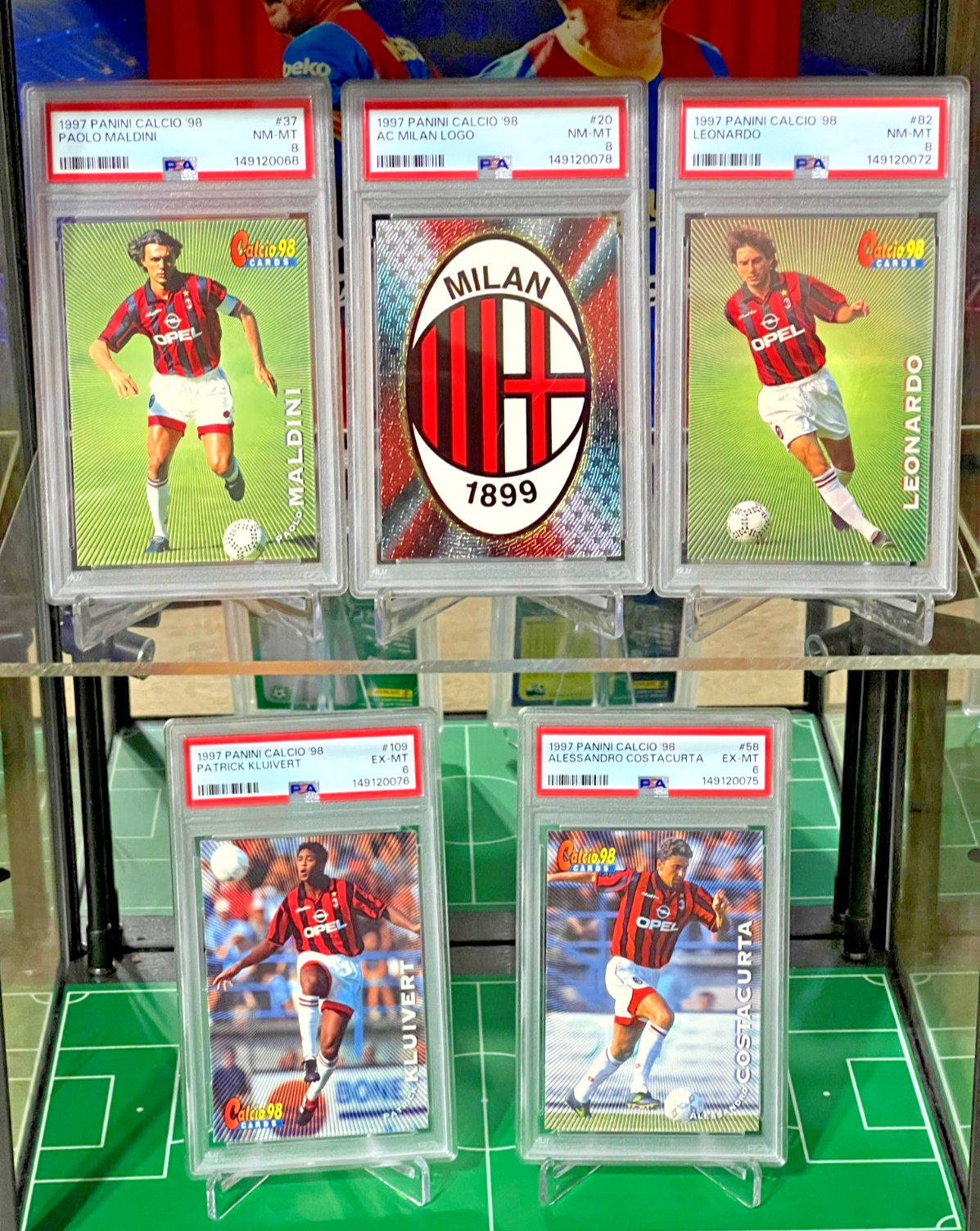 5 PSA Card Lot 1997 Panini Calcio AC Milan Maldini Leonardo Kluivert Costacurta