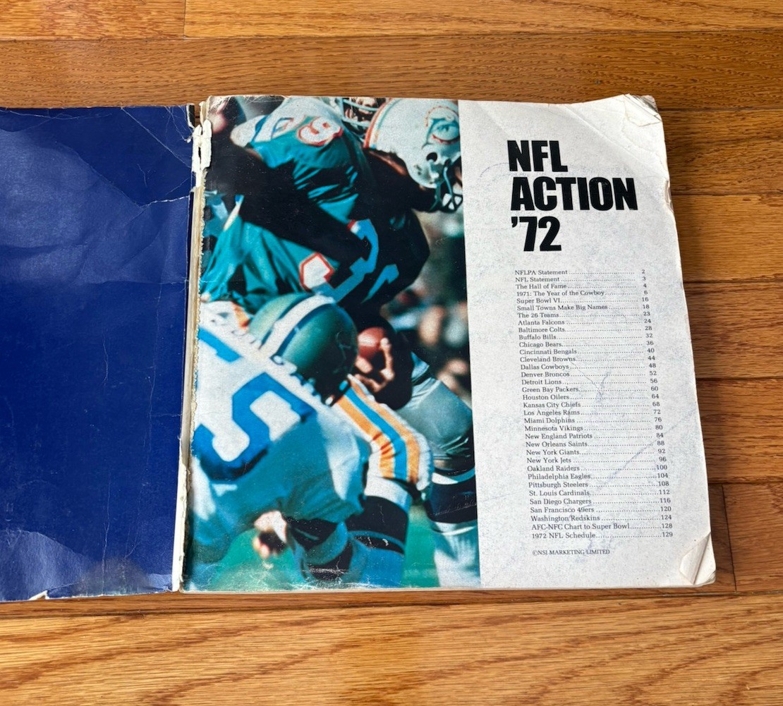 Vintage NFL Action 1972 Sunoco Sticker Album with Stickers – 90% Complete 💥