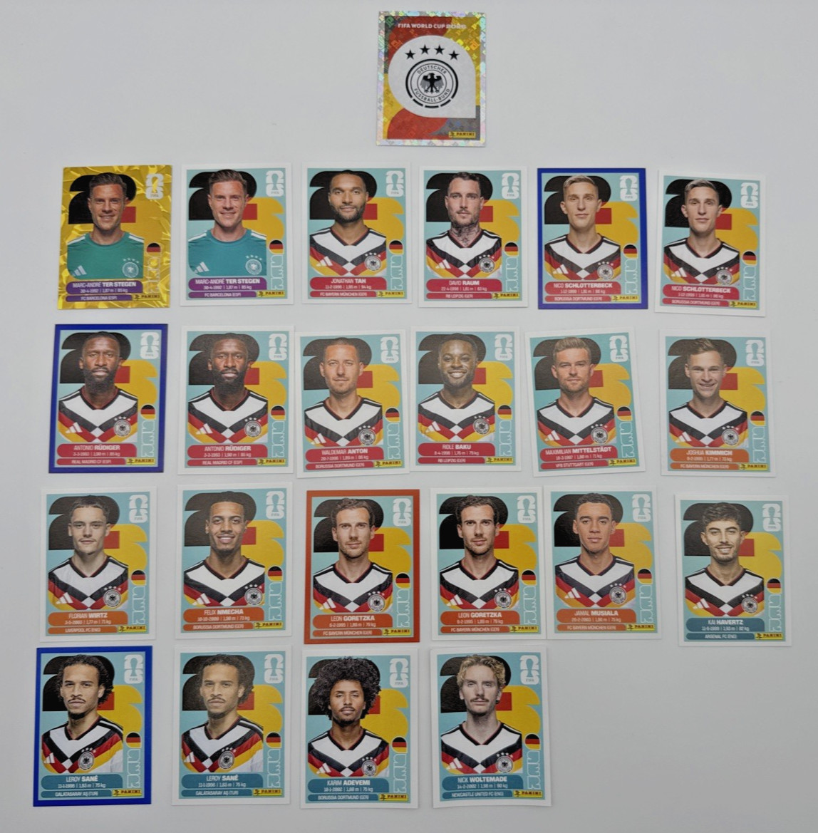 2026 100% Authentic Panini FIFA World Cup Germany StickersPick Team Logo Players