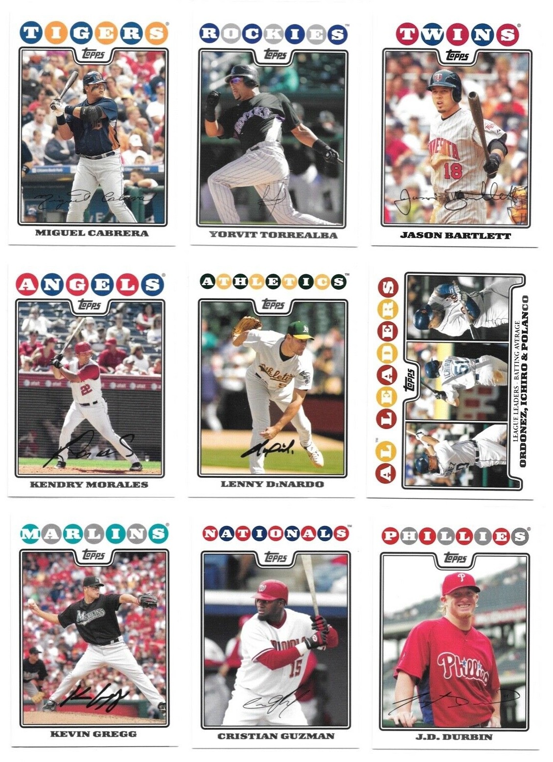 2008 Topps Baseball Trading Cards / Choose from list #s 1 – 250 / mb7