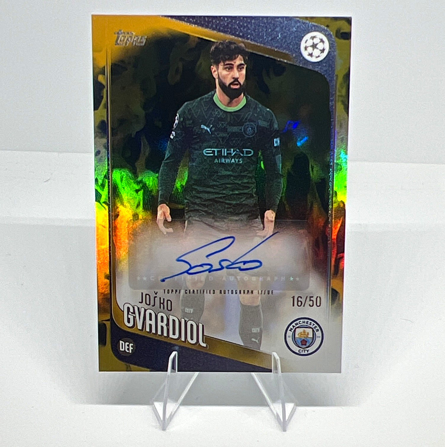 Topps 2025/26 UEFA Club Competitions Joško Gvardiol Man City Auto 16/50 BA-JG