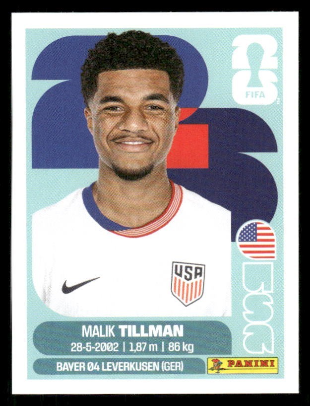 2026 USA Fifa World Cup Panini Sticker MALIK TILLMAN United States USA15