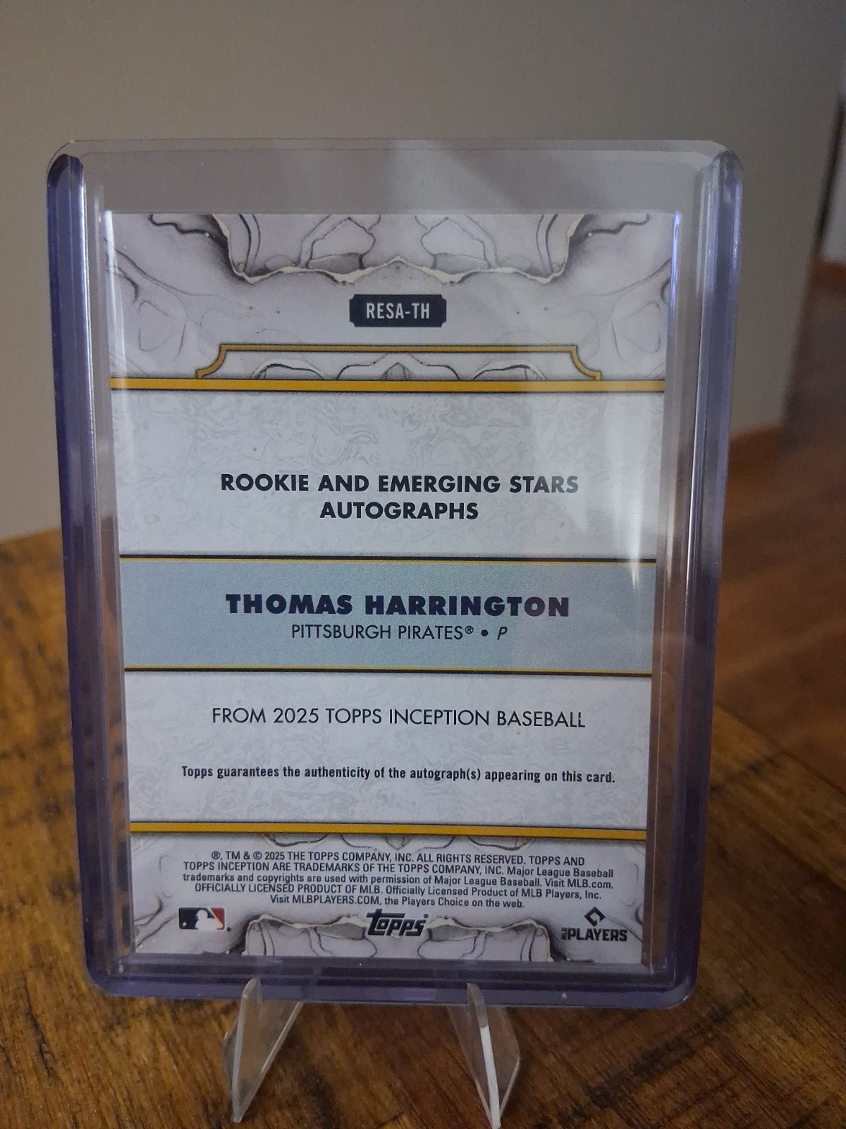 2025 Topps Inception THOMAS HARRINGTON ROOKIE & Emerging Stars AUTO /299 Pirates
